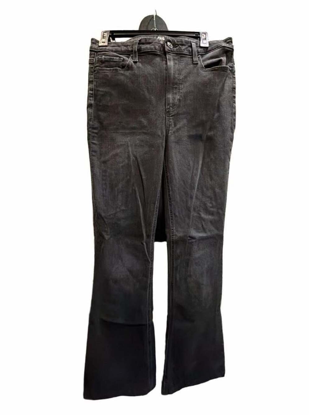 875 Paige Jeans Size 31 Black High Rise Flare Denim